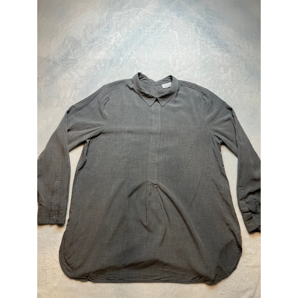 J. Jill Grey Rayon Back Button Tunic Top Long Sleeve Size Large - 207